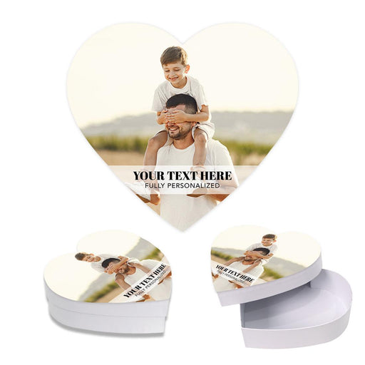 Custom Photo Happy Father's Day Heart Shaped Box with Lid, Reusable Heart Box, Set of 1-Set of 1-Andaz Press-Custom Photo Text-