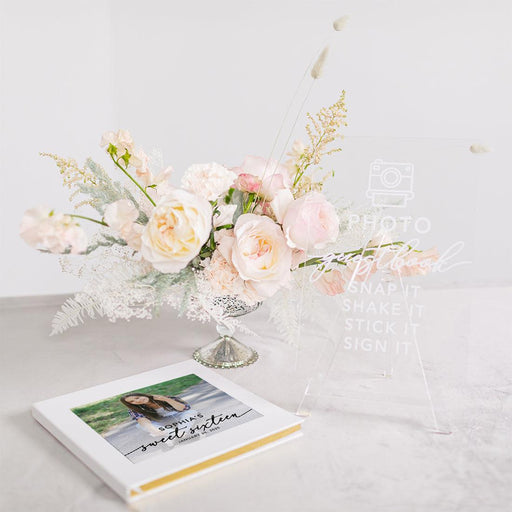 Custom Photo Sweet 16 Guestbook with Gold Accents, Hard Cover Photo Album, Set of 1-Set of 1-Andaz Press-Classic-