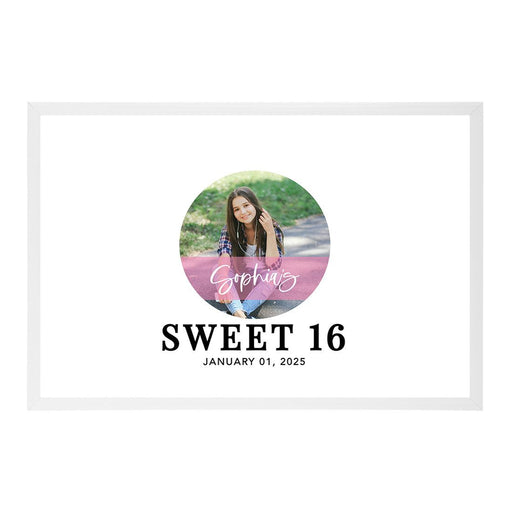 Custom Photo Sweet 16 Signature Frame Guest Book Alternative, Set of 1-Set of 1-Andaz Press-Round Custom Photo-