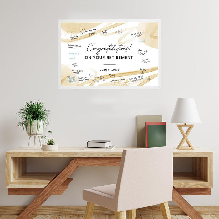 Custom Retirement Signature Frame Guest Book Alternative, Set of 1-Set of 1-Andaz Press-Greenery Wreath-