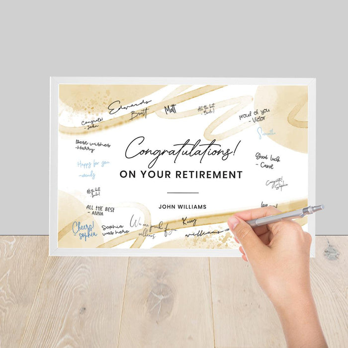 Custom Retirement Signature Frame Guest Book Alternative, Set of 1-Set of 1-Andaz Press-Greenery Wreath-