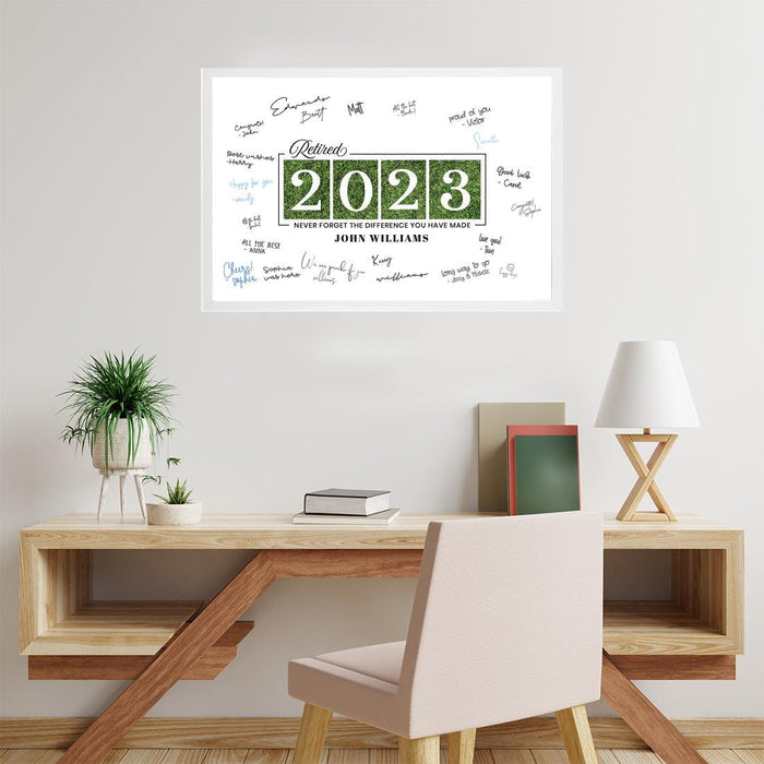 Custom Retirement Signature Frame Guest Book Alternative, Set of 1-Set of 1-Andaz Press-Greenery Wreath-