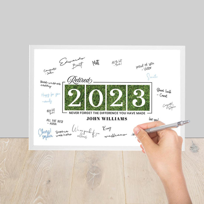 Custom Retirement Signature Frame Guest Book Alternative, Set of 1-Set of 1-Andaz Press-Greenery Wreath-