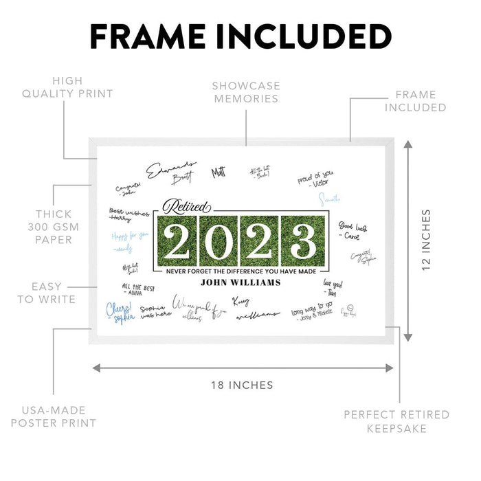 Custom Retirement Signature Frame Guest Book Alternative, Set of 1-Set of 1-Andaz Press-Greenery Wreath-