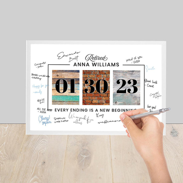 Custom Retirement Signature Frame Guest Book Alternative, Set of 1-Set of 1-Andaz Press-Greenery Wreath-