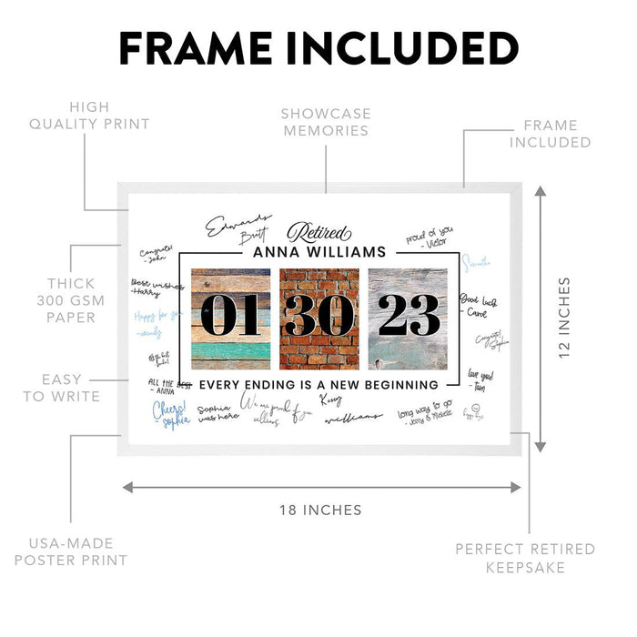 Custom Retirement Signature Frame Guest Book Alternative, Set of 1-Set of 1-Andaz Press-Greenery Wreath-