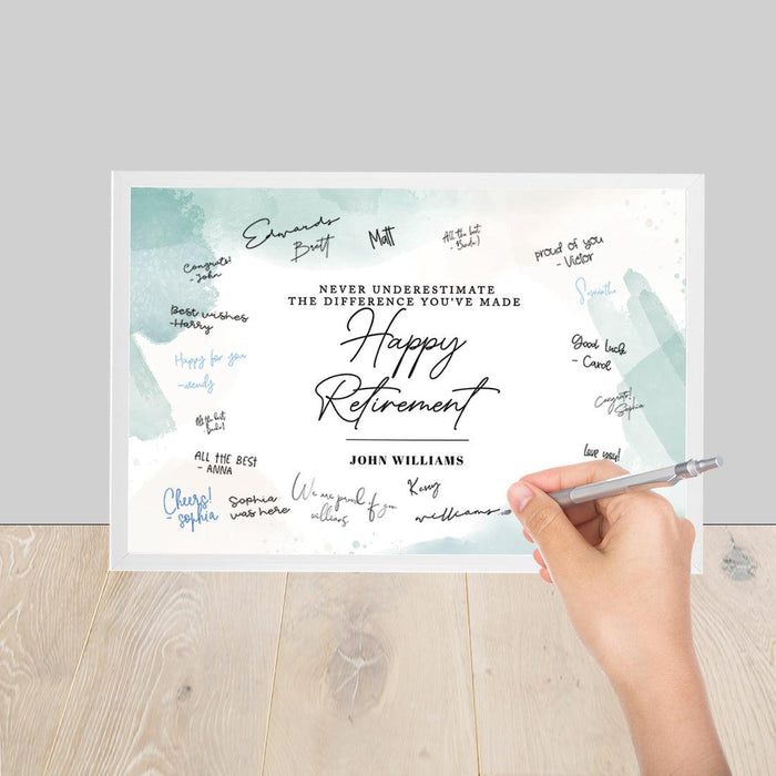 Custom Retirement Signature Frame Guest Book Alternative, Set of 1-Set of 1-Andaz Press-Greenery Wreath-