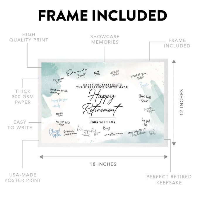 Custom Retirement Signature Frame Guest Book Alternative, Set of 1-Set of 1-Andaz Press-Greenery Wreath-