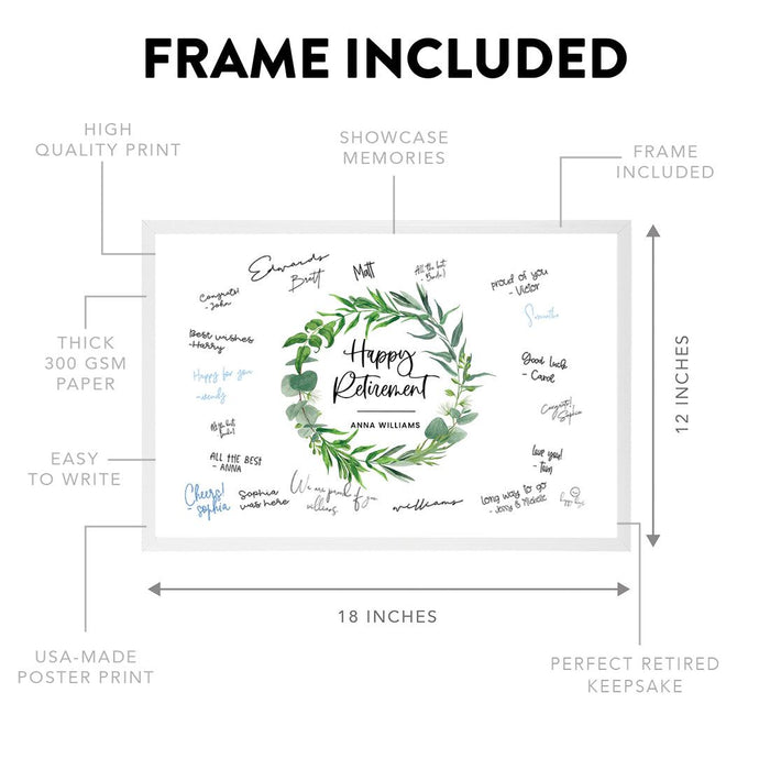 Custom Retirement Signature Frame Guest Book Alternative, Set of 1-Set of 1-Andaz Press-Greenery Wreath-