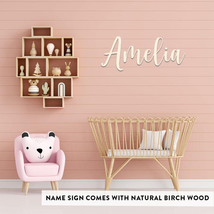 Custom Wooden Name Sign For Nursery In Unfinished Wood, Wall Decor, Set of 1-Set of 1-Andaz Press-