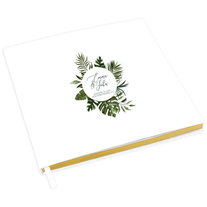 Elegant Custom Wedding Guestbook with Gold Accents - 45 Designs-Set of 1-Andaz Press-Abstract Tropical Palm Leaves-