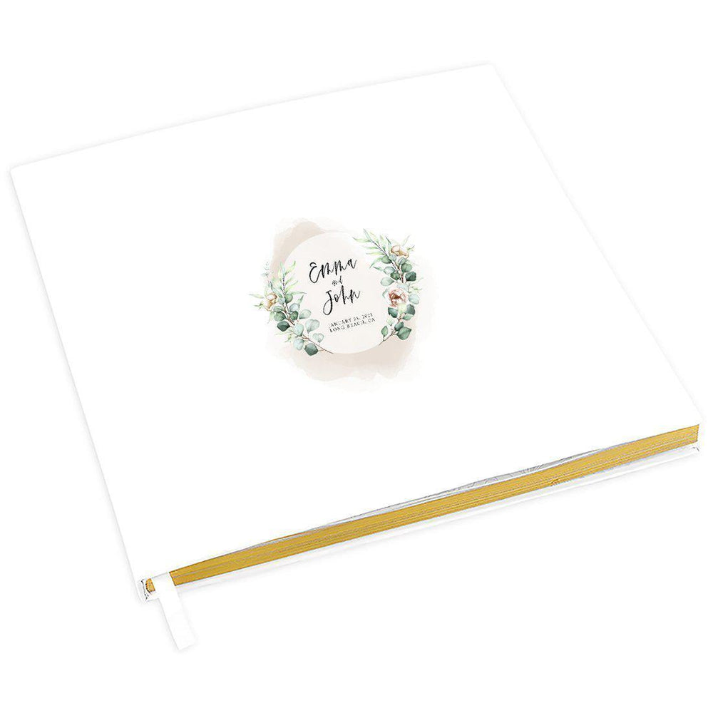 Elegant Custom Wedding Guestbook with Gold Accents - 45 Designs-Set of 1-Andaz Press-Champagne Florals with Greenery Stems-