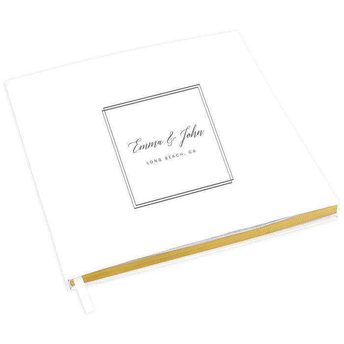 Elegant Custom Wedding Guestbook with Gold Accents - 45 Designs-Set of 1-Andaz Press-Double Square Frame-