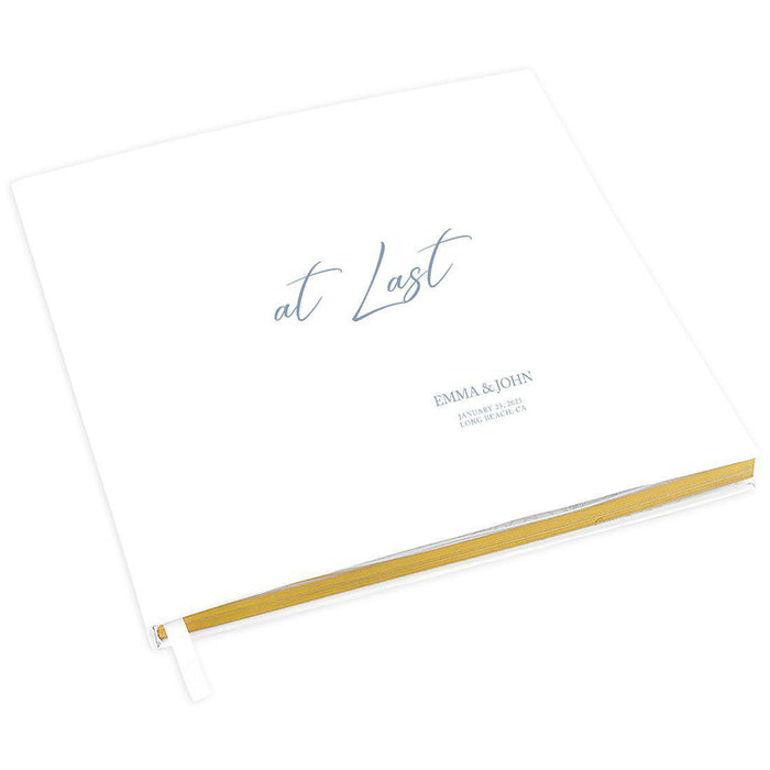 Elegant Custom Wedding Guestbook with Gold Accents - 45 Designs-Set of 1-Andaz Press-Dusty Blue At Last-