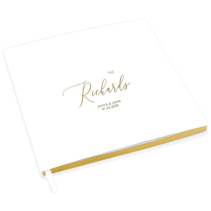 Elegant Custom Wedding Guestbook with Gold Accents - 45 Designs-Set of 1-Andaz Press-Gold Custom Last Name-