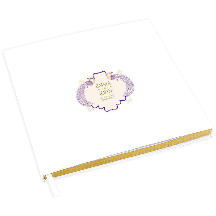 Elegant Custom Wedding Guestbook with Gold Accents - 45 Designs-Set of 1-Andaz Press-Peacock Design-