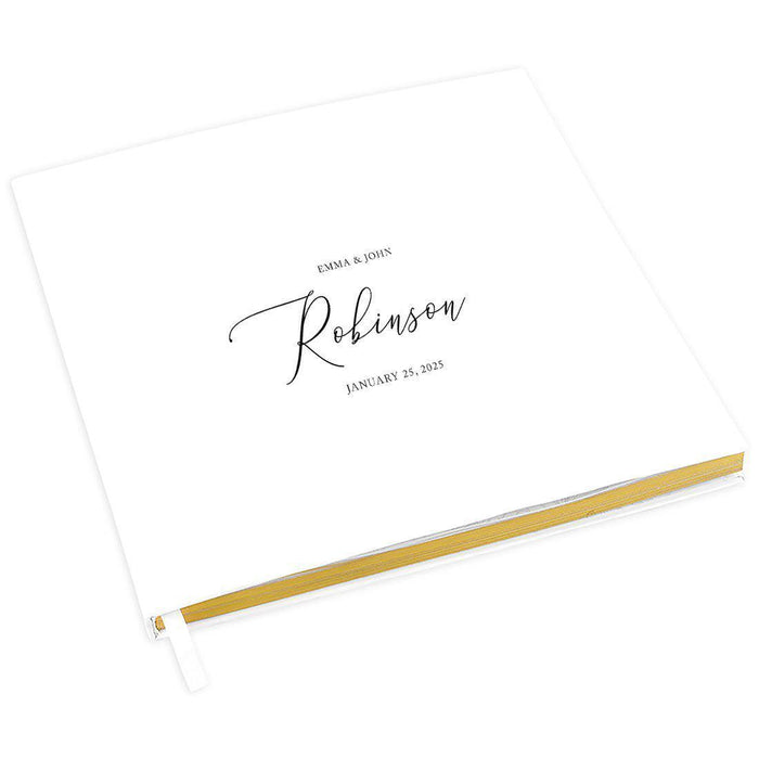 Elegant Custom Wedding Guestbook with Gold Accents - 45 Designs-Set of 1-Andaz Press-Script Custom Last Name-
