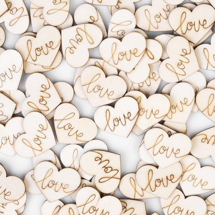 Engraved Wood Heart Confetti, 100 Pieces-Set of 100-Andaz Press-Love-