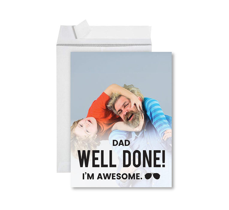 Father's Day Photo Jumbo Card with Envelope, Greeting Card for Him, Set of 1-Set of 1-Andaz Press-Dad Well Done!-