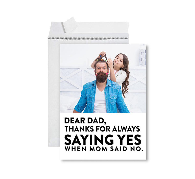 Father's Day Photo Jumbo Card with Envelope, Greeting Card for Him, Set of 1-Set of 1-Andaz Press-Thanks For Always Saying Yes-