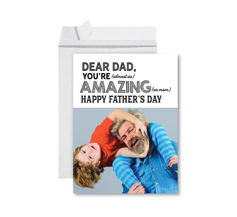 Father's Day Photo Jumbo Card with Envelope, Greeting Card for Him, Set of 1-Set of 1-Andaz Press-You're Almost As Amazing As Mom-