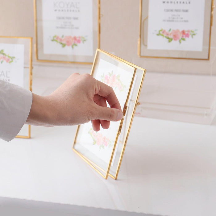 Floating Glass Frames-Koyal Wholesale-Gold-5" x 7"-