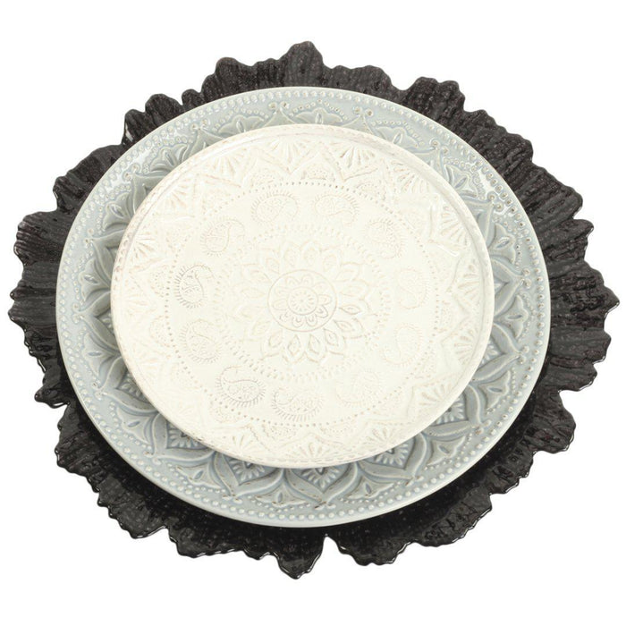 Flora Glass Charger Plates, Set of 4-Set of 4-Koyal Wholesale-Silver-
