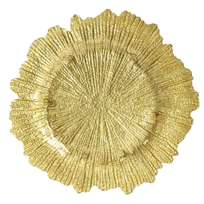 Flora Glass Charger Plates, Set of 4-Set of 4-Koyal Wholesale-Gold-