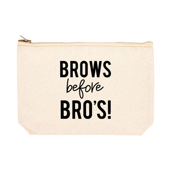 Funny Cosmetic Bag with Zipper Makeup Pouch, Design 2-Set of 1-Andaz Press-Brows Before Bro's-
