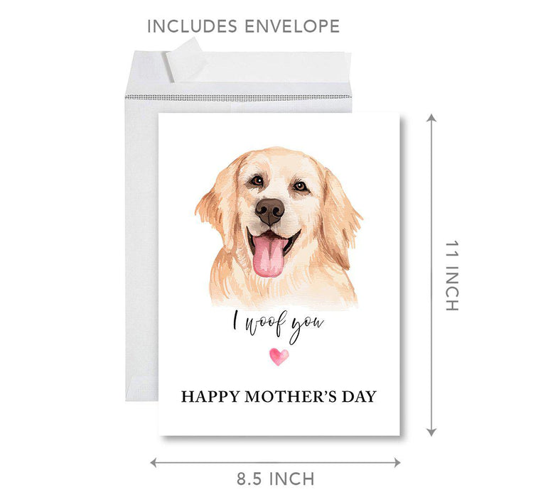 Funny Cute Mother's Day Jumbo Card With Envelope-Set of 1-Andaz Press-I Woof You-