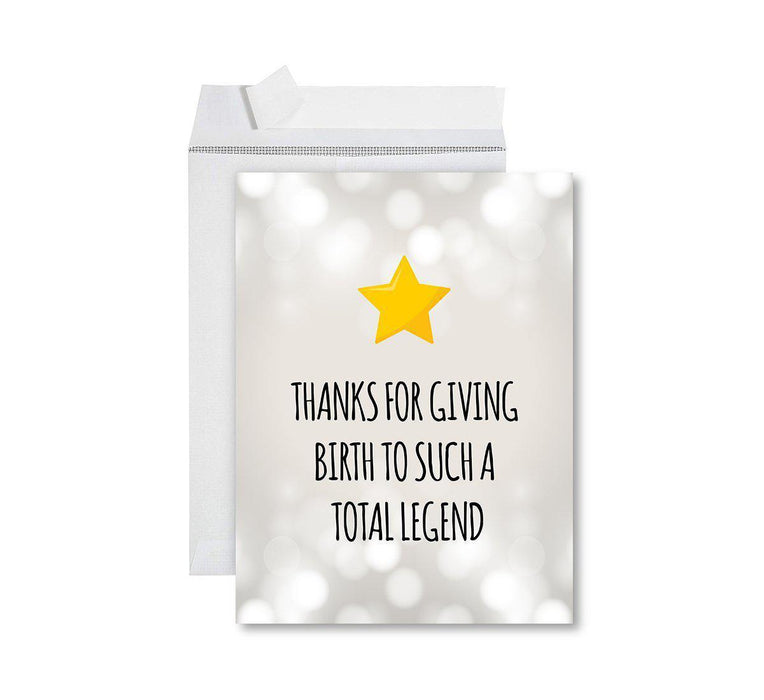 Funny Cute Mother's Day Jumbo Card With Envelope-Set of 1-Andaz Press-Birth To Such A Total Legend-