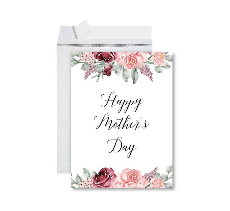 Funny Cute Mother's Day Jumbo Card With Envelope-Set of 1-Andaz Press-Floral Happy Mother's Day-