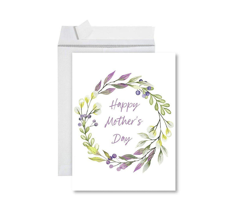 Funny Cute Mother's Day Jumbo Card With Envelope-Set of 1-Andaz Press-Happy Mother's Day Lavender Greenery Wreath-