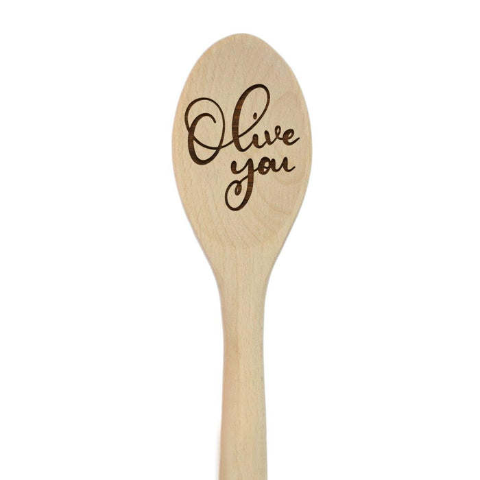 Funny Kitchen Mixing Spoon Engraved Wood Collection-Set of 1-Andaz Press-Olive-