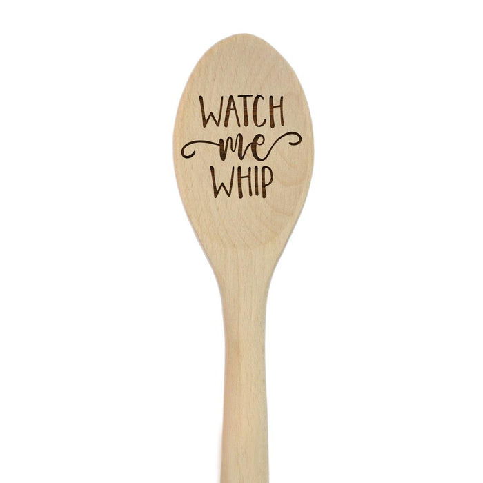 Funny Kitchen Mixing Spoon Engraved Wood Collection-Set of 1-Andaz Press-Whip-