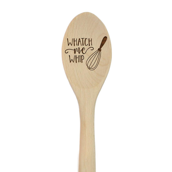 Funny Kitchen Mixing Spoon Engraved Wood Collection-Set of 1-Andaz Press-Whip Whisk-