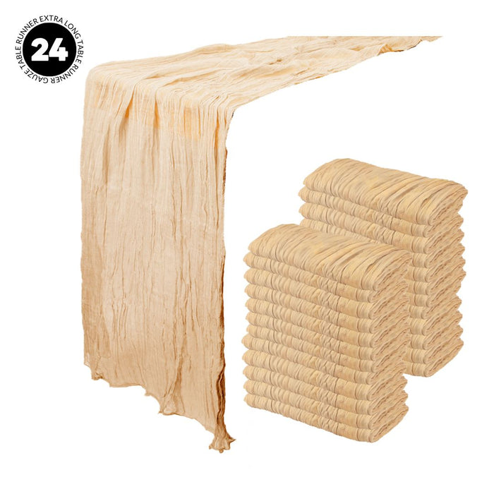 Gauze Cheesecloth Table Runner Fabric Netting Sheer Tablecloth-Koyal Wholesale-Sand-Set of 24-