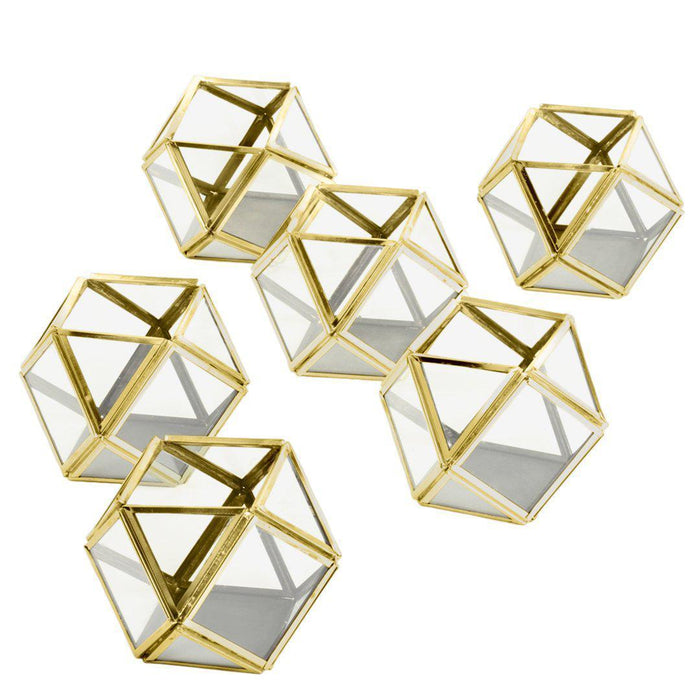 Geometric Votive Candle Holders, Set of 6-Set of 6-Koyal Wholesale-Gold-