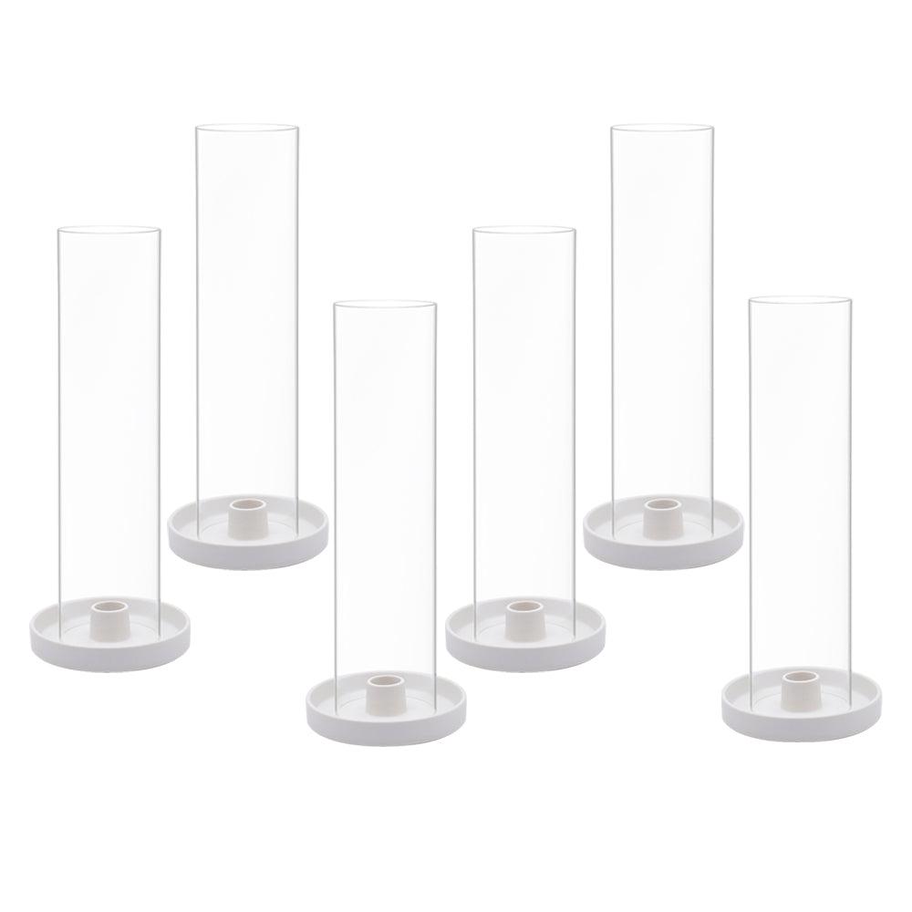 Glass Hurricane Candle Holders-Set of 6-Koyal Wholesale-White-