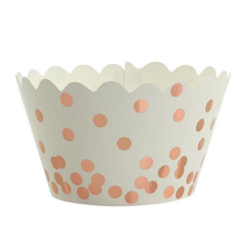 Gold Foil Polka Dots Cupcake Wrappers-Set of 24-Andaz Press-Rose Gold-