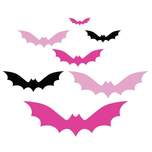 Halloween Bat Stickers, Waterproof Vinyl Decor for Walls & DIY, Set of 180-set of 180-Andaz Press-Black, Pink, Light Pink Bats-