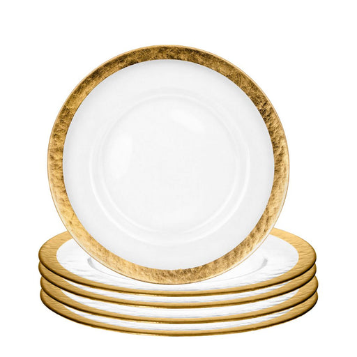 Hammered Leaf Glass Charger Plates-Set of 4-Koyal Wholesale-Gold-