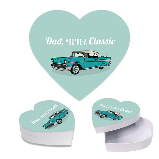 Happy Father's Day Heart Shaped Box with Lid, Reusable Heart Box, Set of 1-Set of 1-Andaz Press-Dad, You're A Classic-