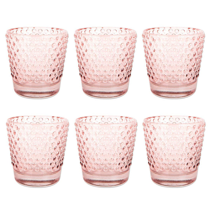 Hobnail Glass Candle Holders, Bulk Packs-Koyal Wholesale-Blush Pink-Set of 1 (6PC)-