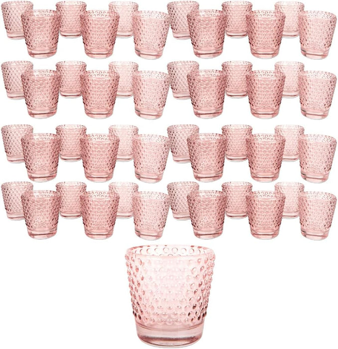 Hobnail Glass Candle Holders, Bulk Packs-Koyal Wholesale-Blush Pink-Set of 8 (48PC)-