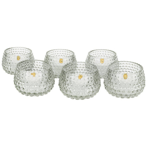 Hobnail Multi-Use Glass Candle Holders, Set of 6-Set of 6-Koyal Wholesale-Clear-