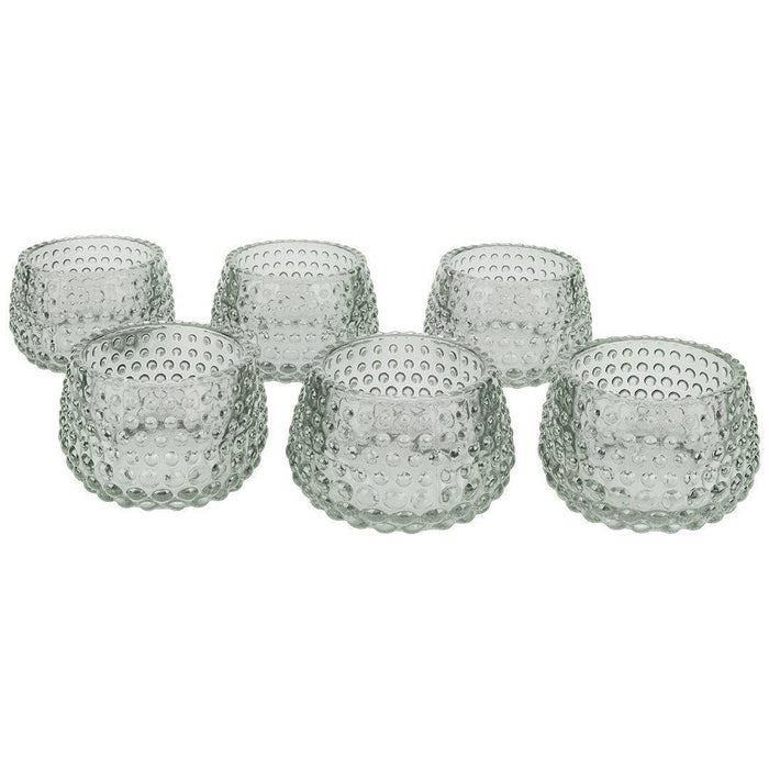 Hobnail Multi-Use Glass Candle Holders, Set of 6-Set of 6-Koyal Wholesale-Gray-