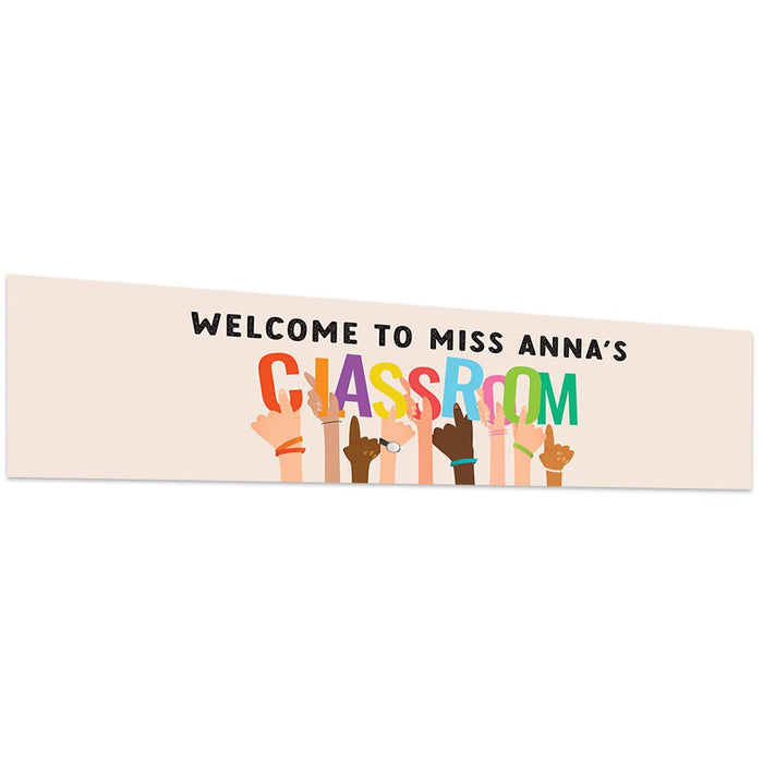 Horizontal Large Custom Classroom Welcome Banner Sign for Teachers, Set of 1-Set of 1-Andaz Press-Diversity-