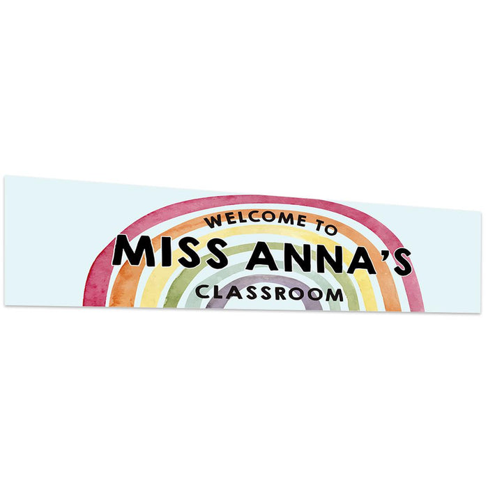 Horizontal Large Custom Classroom Welcome Banner Sign for Teachers, Set of 1-Set of 1-Andaz Press-Pastel Rainbow-