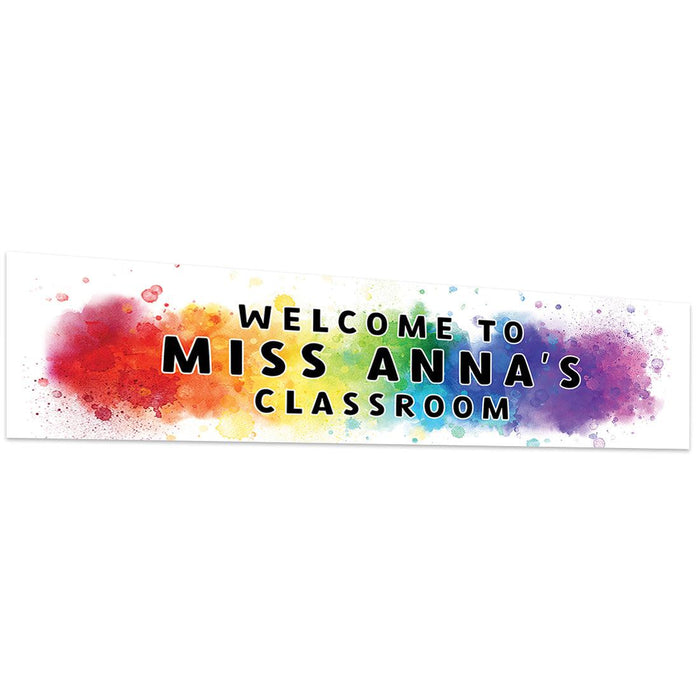Horizontal Large Custom Classroom Welcome Banner Sign for Teachers, Set of 1-Set of 1-Andaz Press-Rainbow Spray Paint-